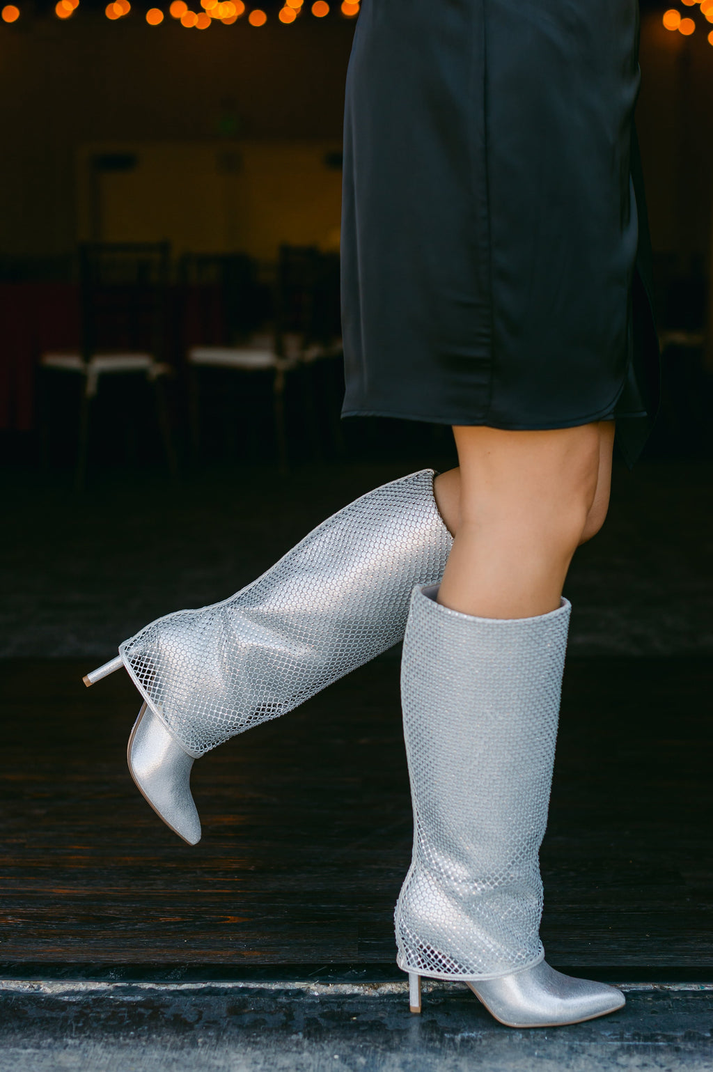 Kesara Silver Metallic Mesh Boot