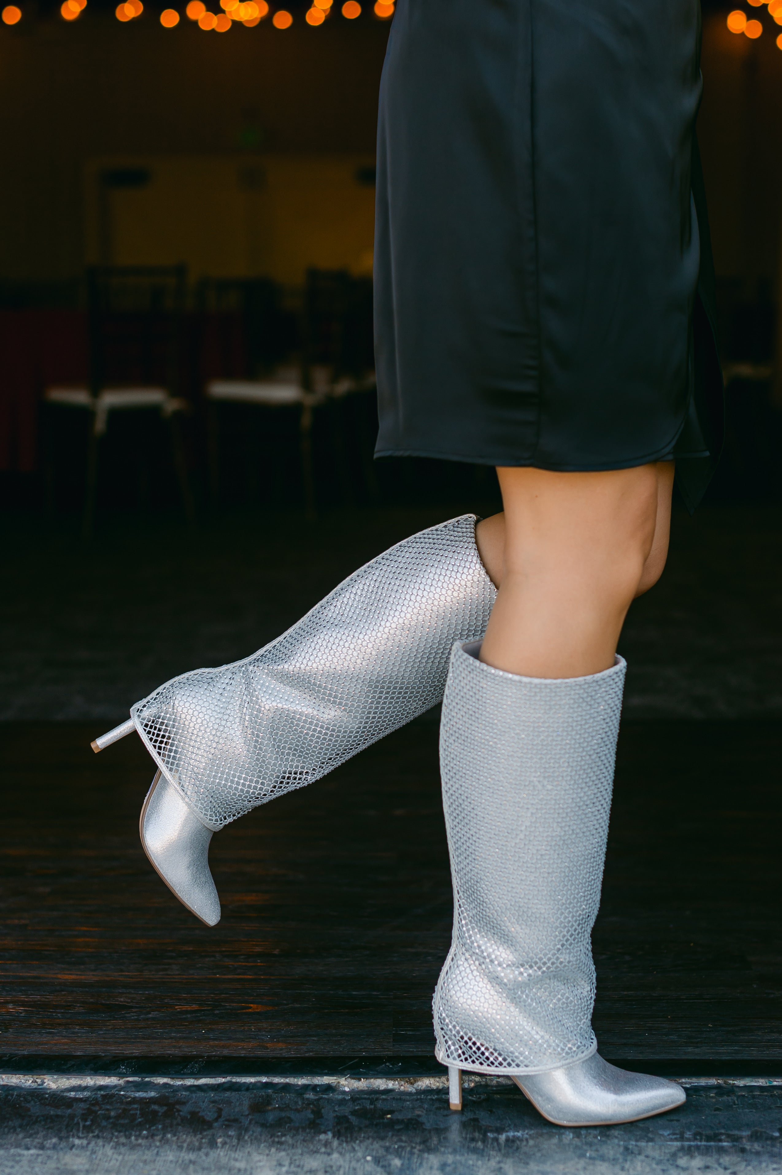 Kesara Silver Metallic Mesh Boot