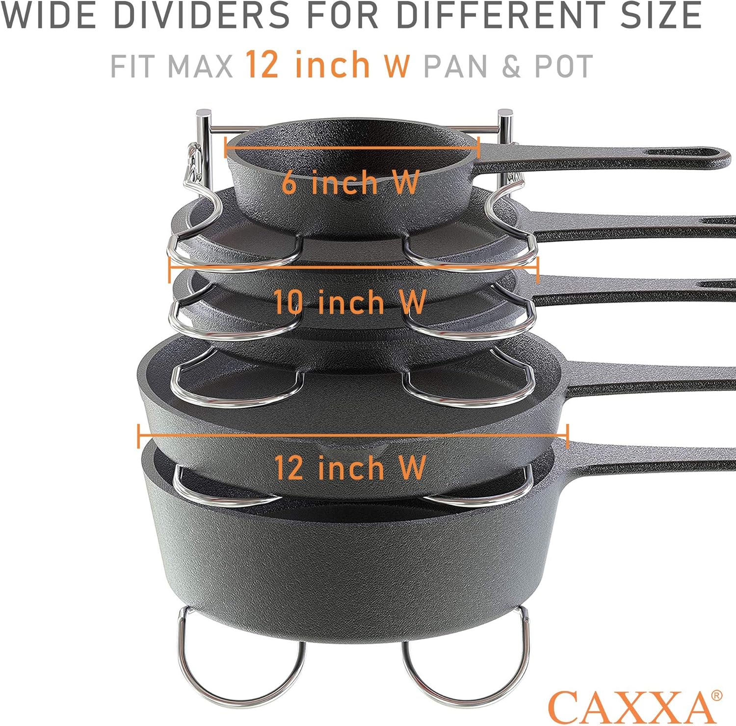 Metal Pan Rack with 5 Adjustable Dividers, Chrome W8403