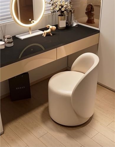 Brown Round Vanity Stool with 360° Rotatable Base B129