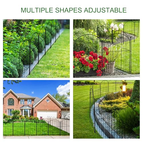 Arched Rustproof Metal Garden Fence Border, 10 Panels, 24 in(H) x 10 ft(L) Y606308