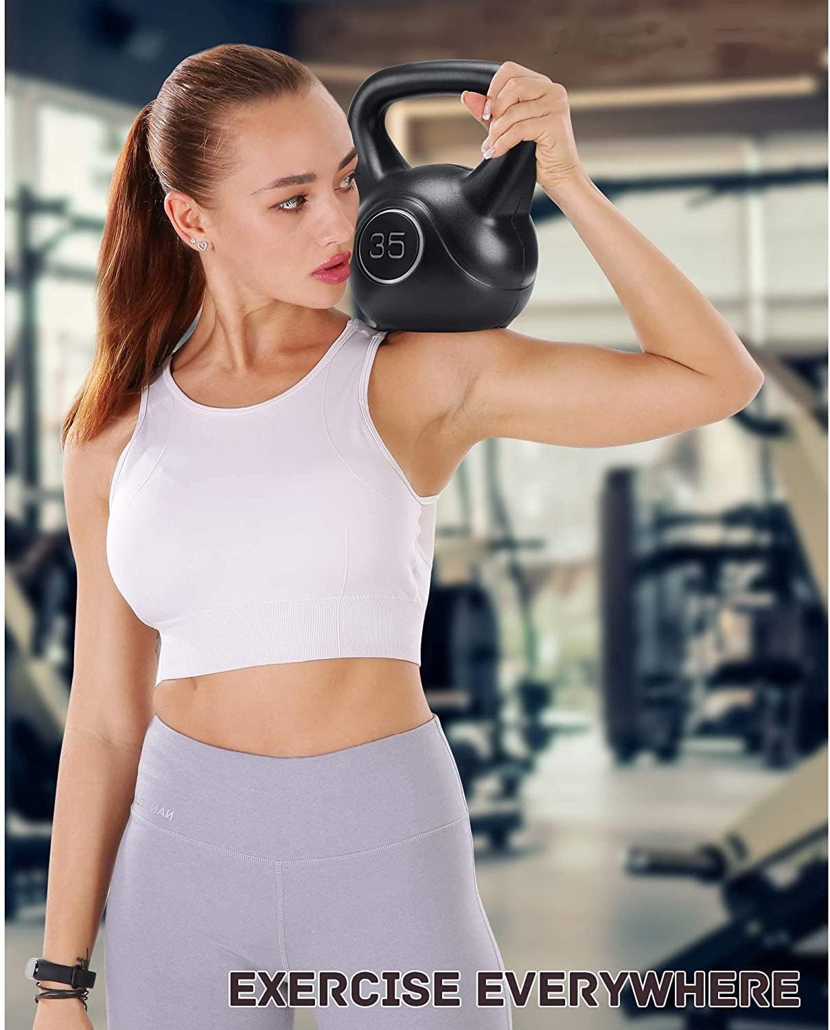 35lb Strength Training Kettlebell with HDPE Handle Workout Equipment Pack of 2 O7406