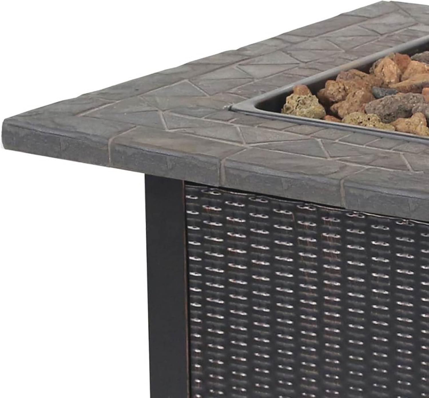 Black 30 Inch Square 30,000 BTU LP Gas Outdoor Fire Pit Table E7552
