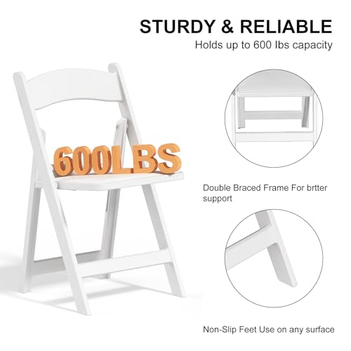 4 Pack White Folding Chairs with Cushion V531885