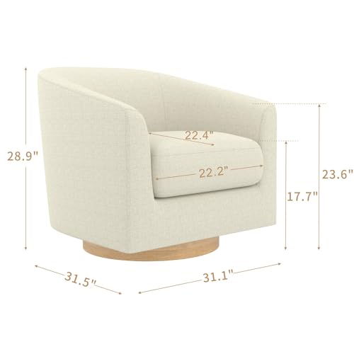 Walnut Brown Linen Swivel Barrel Chair M331