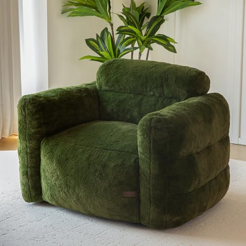 Green Oversized Fluffy Bean Bag Sofa V253199