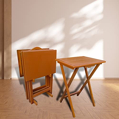 Set of 4 Solid Wood Folding TV Tray Table E311184