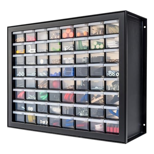 64 Drawer Plastic Parts Cabinet - Black N802500