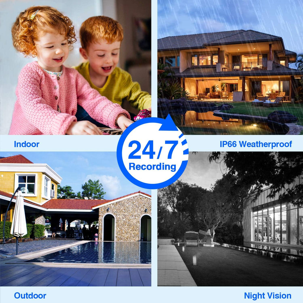 8CH 1080P Wireless Security Camera System with 10.1 Monitor, 4pcs 2MP Night Vision Camera, 1TB Hard Drive D822388