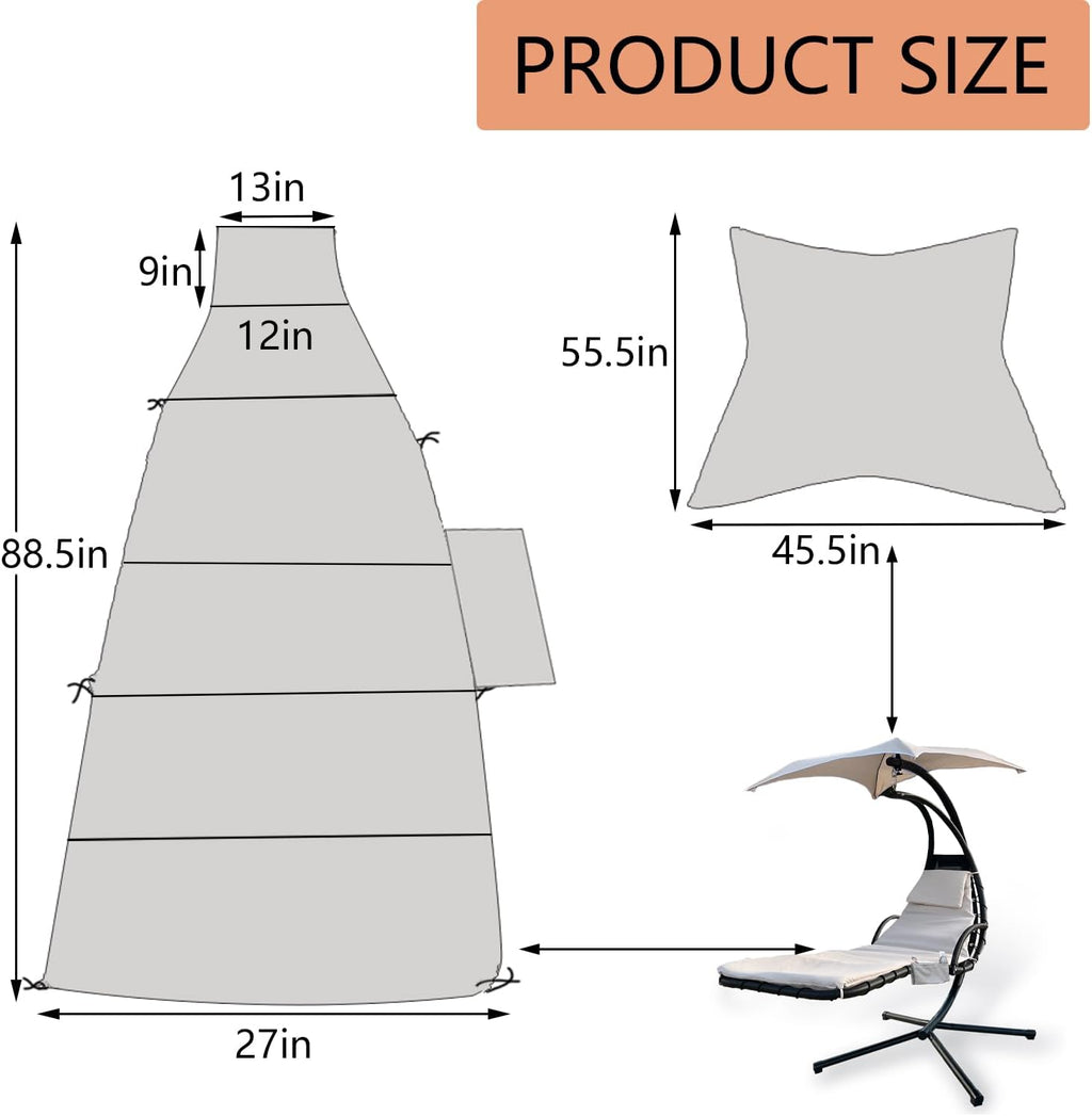 Khaki Outdoor Hanging Lounge Chair Replacement Cushion Cover U224