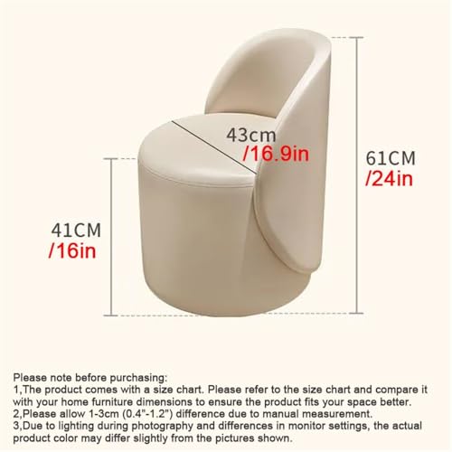 Brown Round Vanity Stool with 360° Rotatable Base B129