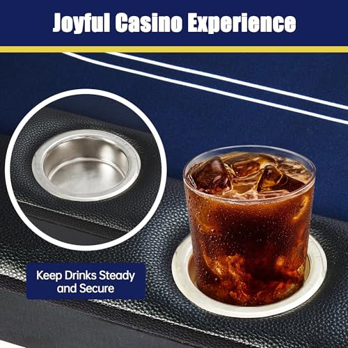 Blue Foldable Poker Table with Cup Holders P84429
