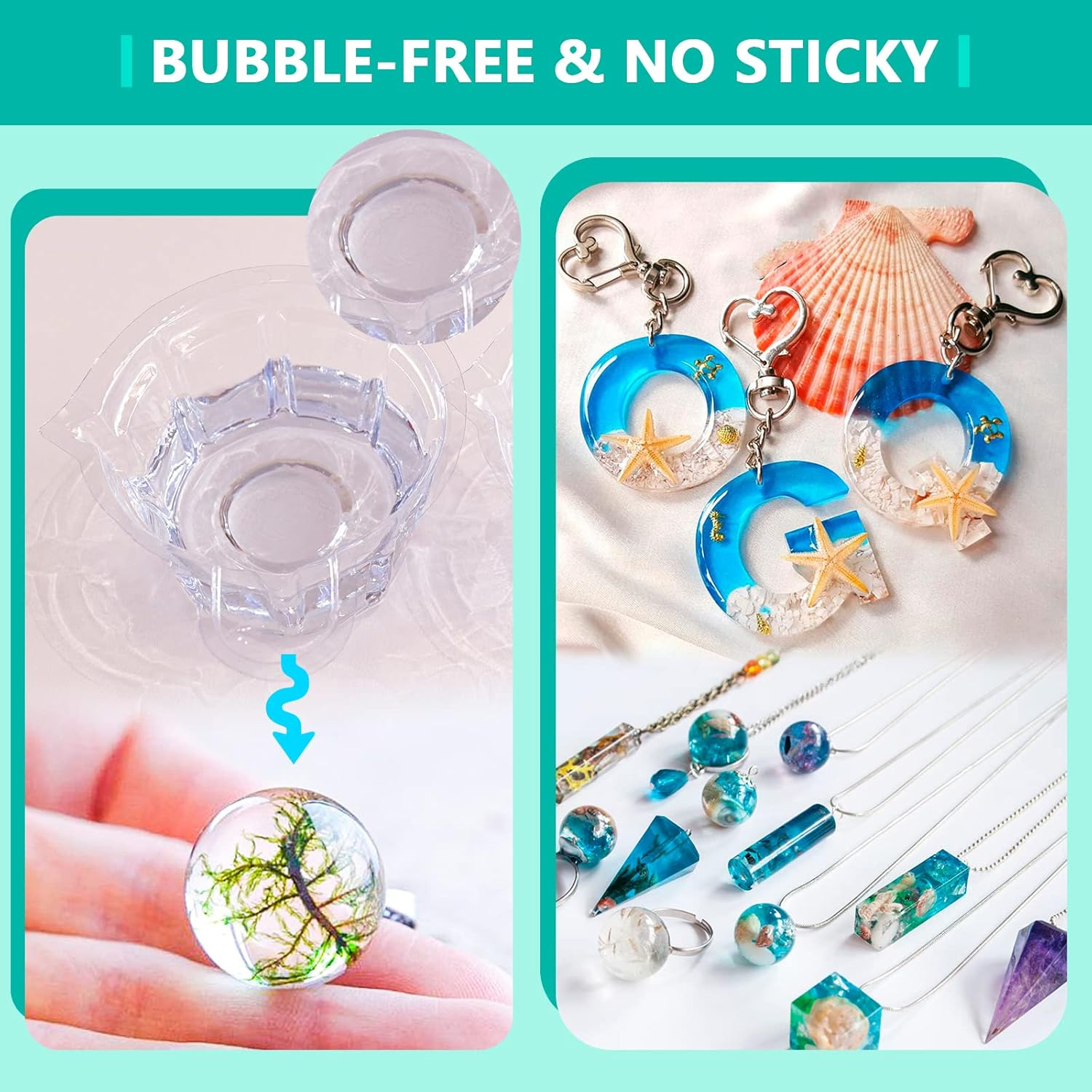 UV Resin Kit with Light, Crystal Clear Hard Resin Sunlight Curing UV Resin D84535