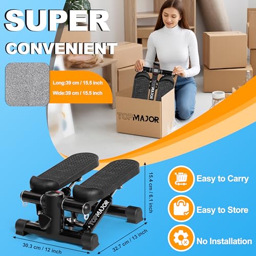 Adjustable Height Hydraulic Stepper with Resistance Bands & Non-Slip Mat V925891
