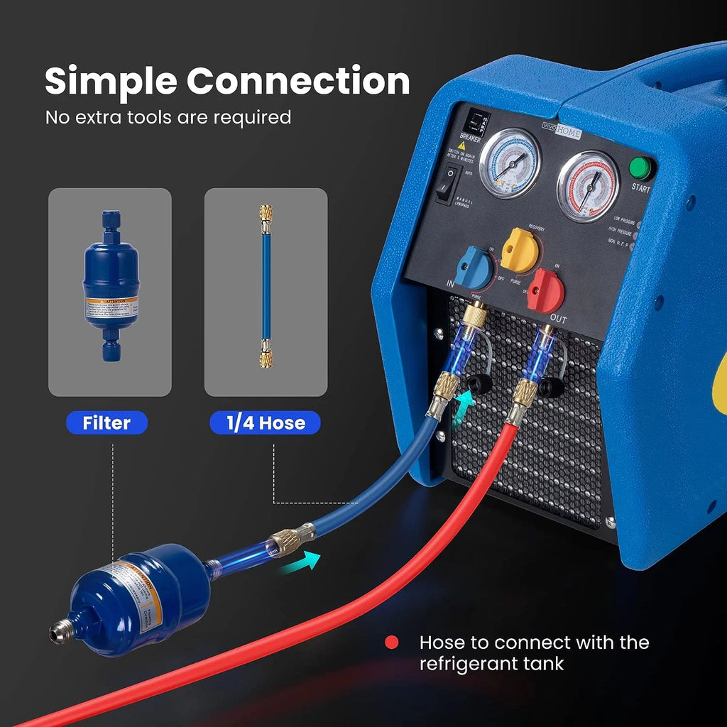 1 HP Dual Cylinder Portable Refrigerant Recovery Machine L5047