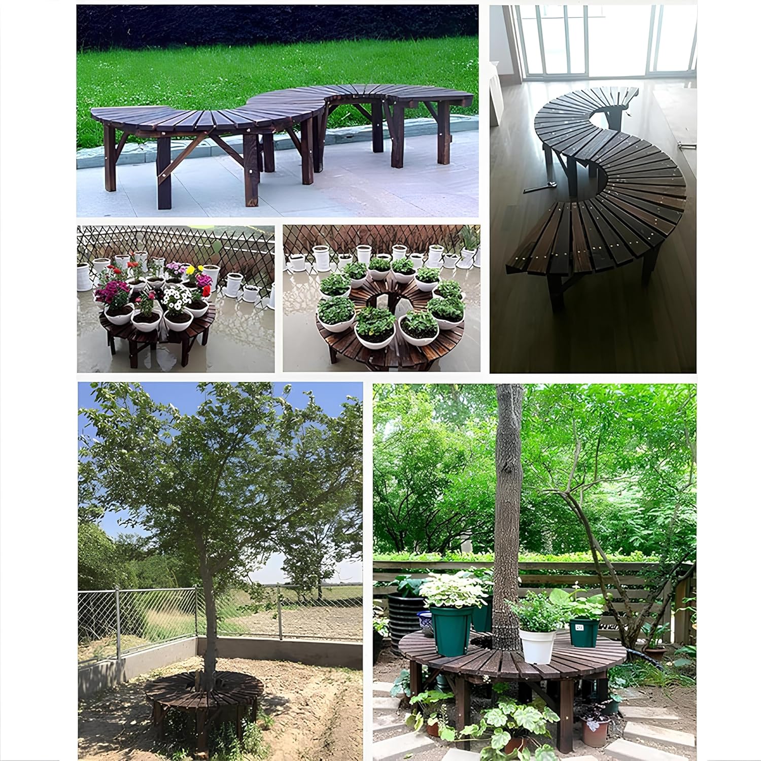 Wooden Outdoor Curved Bench D1803