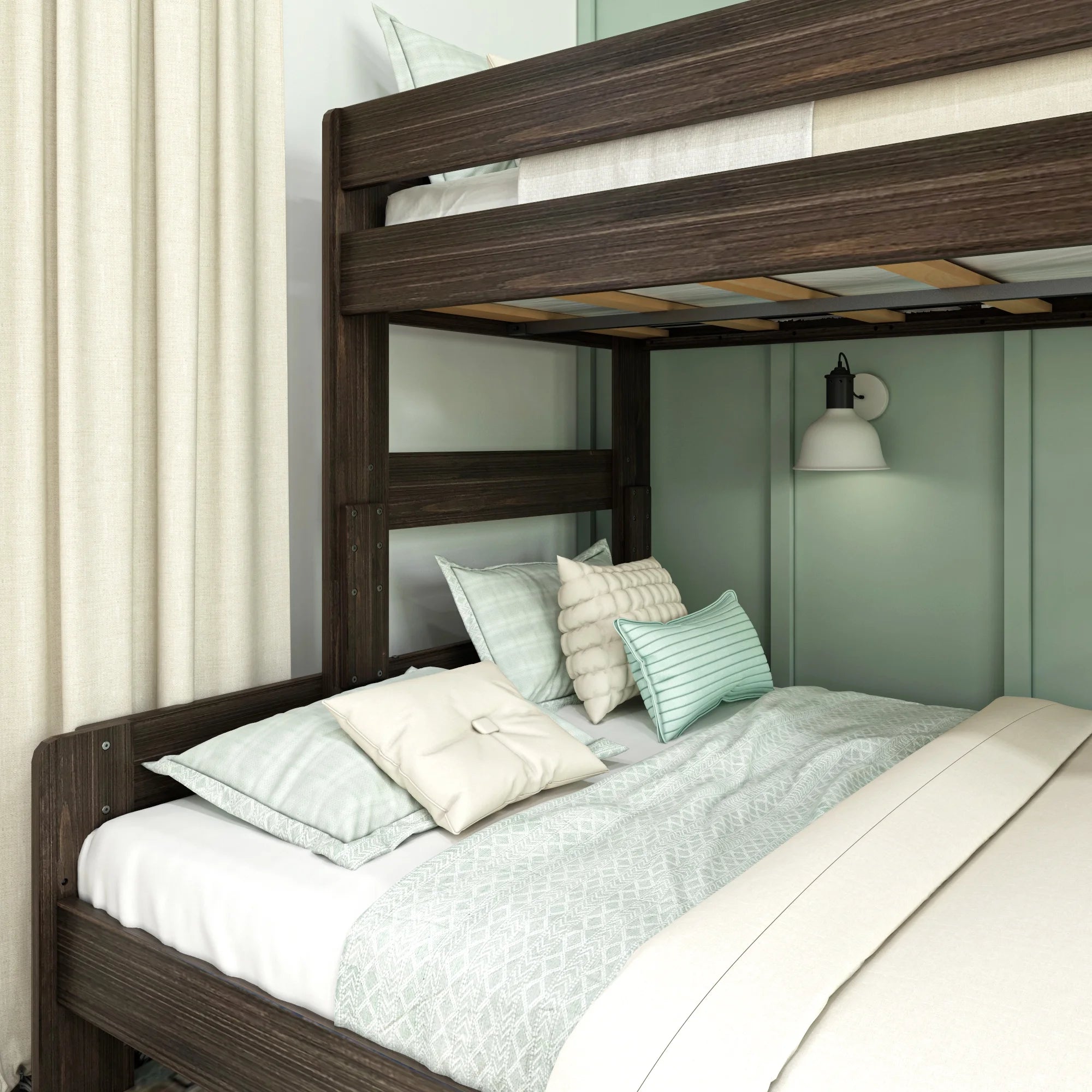 Barnwood Brown Twin XL Over Queen Platform Bunk Bed C13885