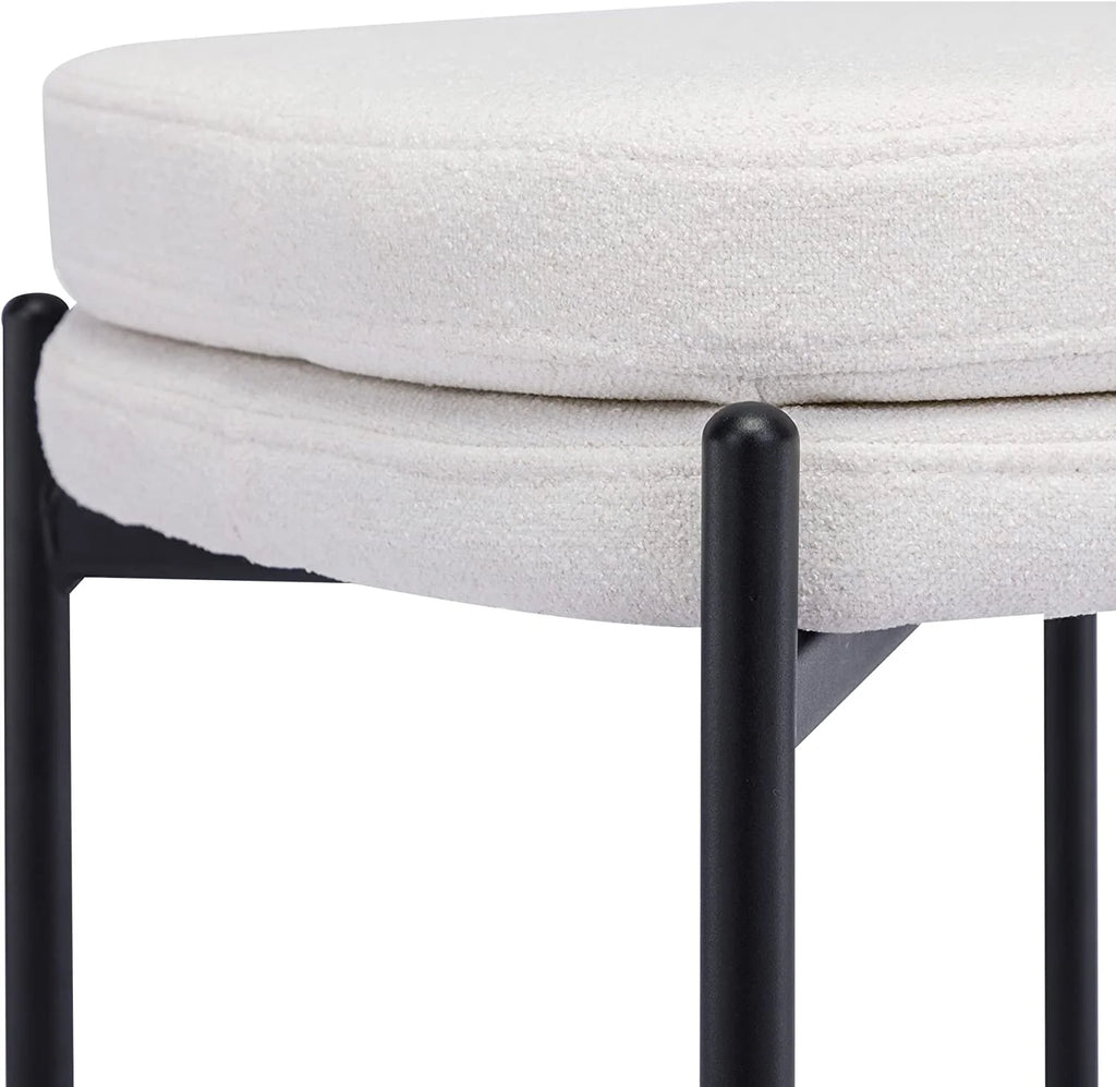 Cream White Boucle Fabric Bar Stools Set of 2 I48305