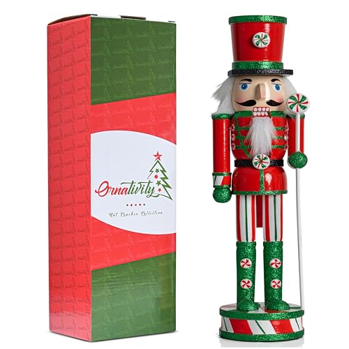 Red White Green Wooden Christmas Nutcracker 15" V22489
