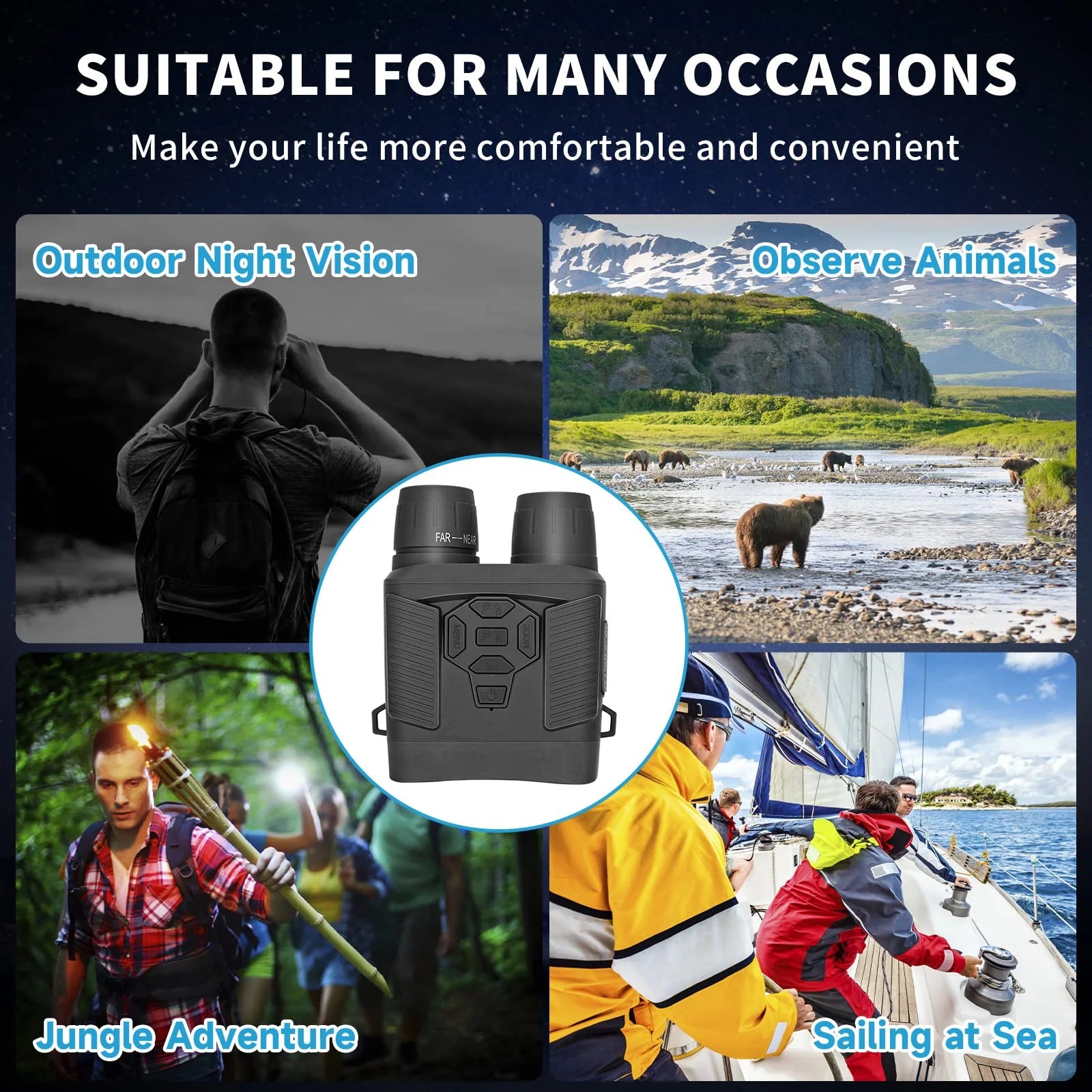 Night Vision Binoculars with 32GB SD Card 36MP 4K 5x Zoom A40557