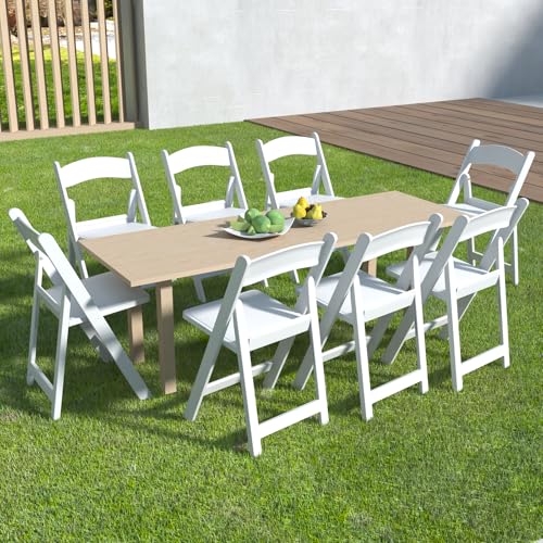4 Pack White Folding Chairs with Cushion V531885