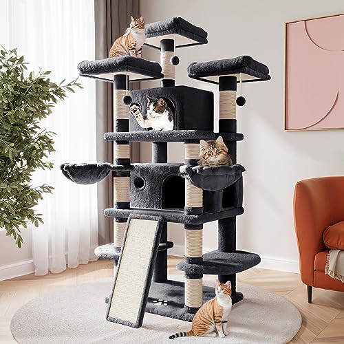 Beige Multi-Level Cat Tree with Condo D546459
