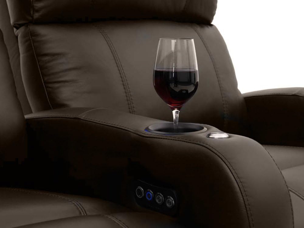 Brown Top-Grain Leather Theater Chairs with Power Recline M727