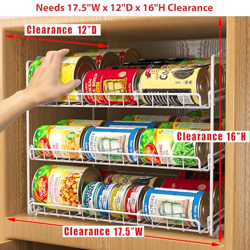 Stackable Can Rack, Silver, Adjustable Plastic Dividers, Holds 36 Cans L670915