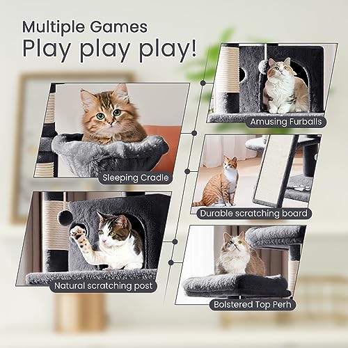 Beige Multi-Level Cat Tree with Condo D546459