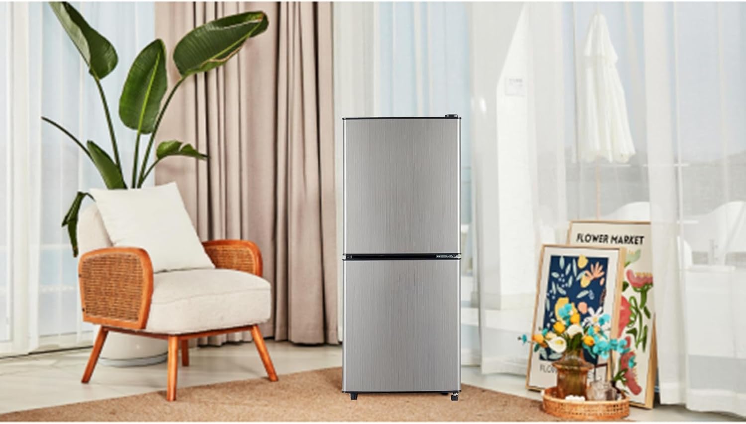 Compact Mini Fridge with Freezer 4.0 Cu.Ft Dual Zone Small Refrigerator P28240