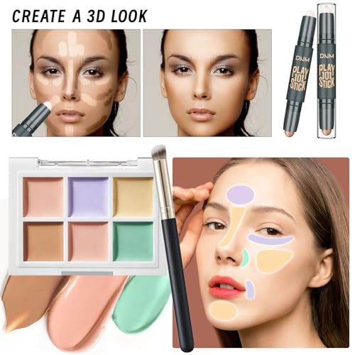Makeup Kit with CC Cream Foundation Eyeshadow Primer Concealer Lip Gloss Eyeliner Pencil Mascara Makeup Brush & Sponges N121