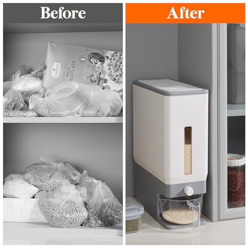Rice Dispenser 25 Lbs (11.3kg) Sealed Moisture Proof with Measuring Cup BPA-Free D2697