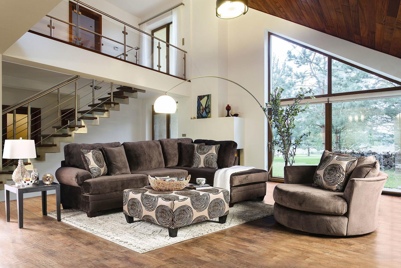 Brown Microfiber Living Room Set 3pcs I81592