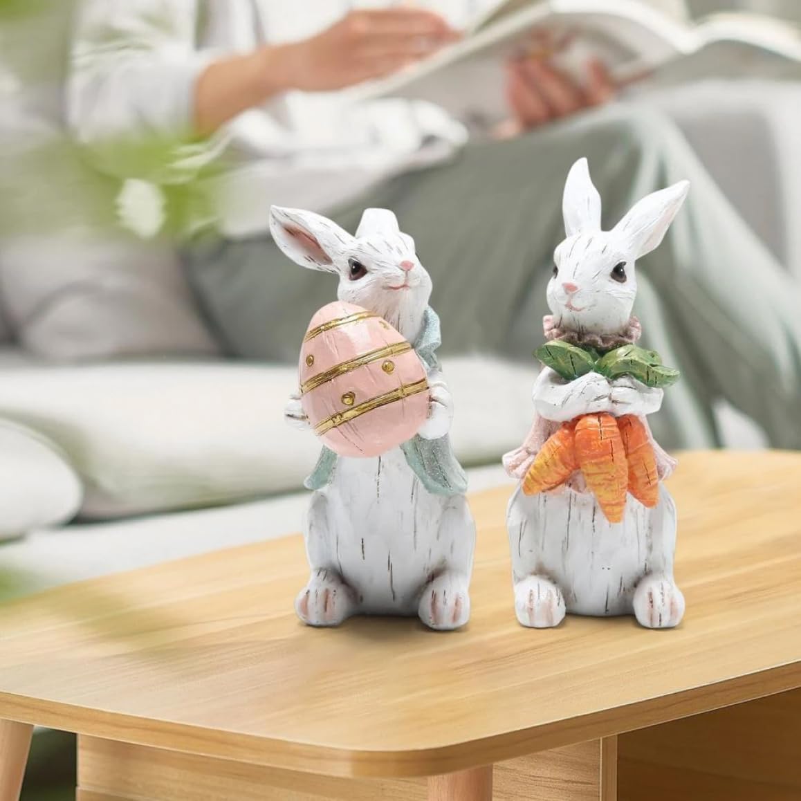 Easter Resin Rabbit Statue Bunny Figurine D40920