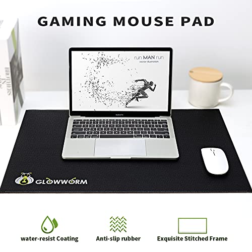Black Non-Slip Waterproof Pu Leather Desk Pad 23.6in*15.7in F3028