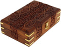 Hand Carved Wooden Storage Organiser Jewellery Box 20x12.5x6.5 CM V736029