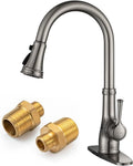 Single Handle Brushed Nickel Pull Down Kitchen Sink Faucet with Pull Out Sprayer H8156