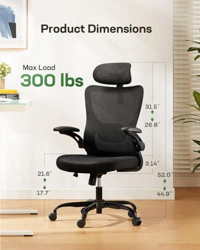 Ergonomic Mesh Office Chair with Adjustable Lumbar Support and PU Armrests F7477