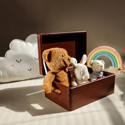 Large Brown Wooden Box Storage with Hinged Lid R3629