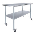 Stainless Steel Work Table with Under-Shelf & 4 Wheels Q14827
