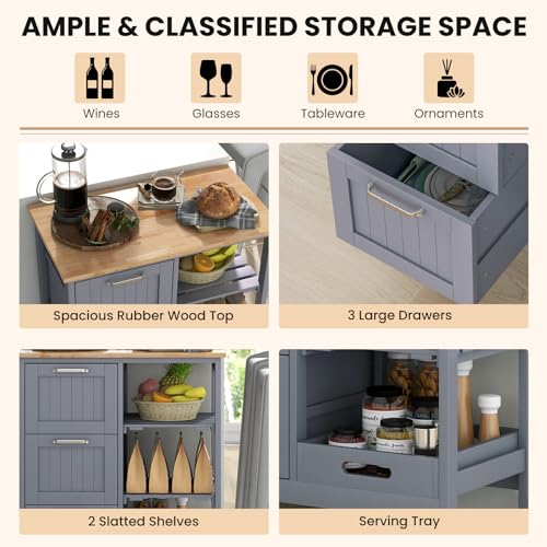 Rolling Wood Storage Cart with Drawers & Removable Tray H745852