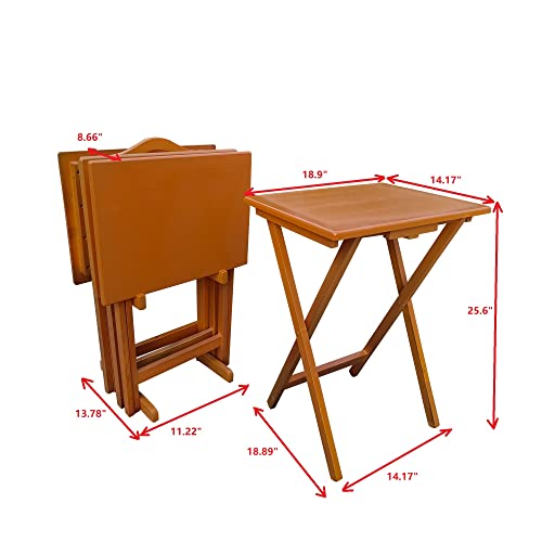 Set of 4 Solid Wood Folding TV Tray Table E311184