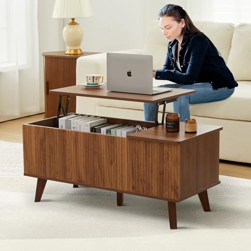 Walnut Wood Coffee Table with Storage Shelf F3329