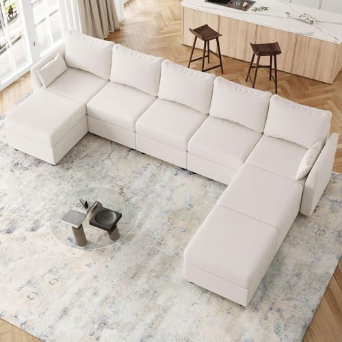 Light Grey 8 Seat U Shaped Sectional Sofa with Storage E937654