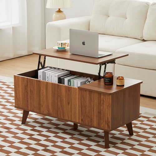 Walnut Wood Coffee Table with Storage Shelf F3329