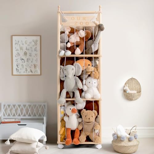 Wood Stuffed Animal Storage, Extra Large Capacity Plush Toy Cage, 54 inch W23456