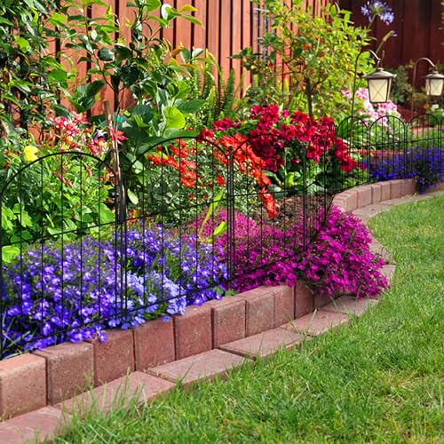 Arched Rustproof Metal Garden Fence Border, 10 Panels, 24 in(H) x 10 ft(L) Y606308