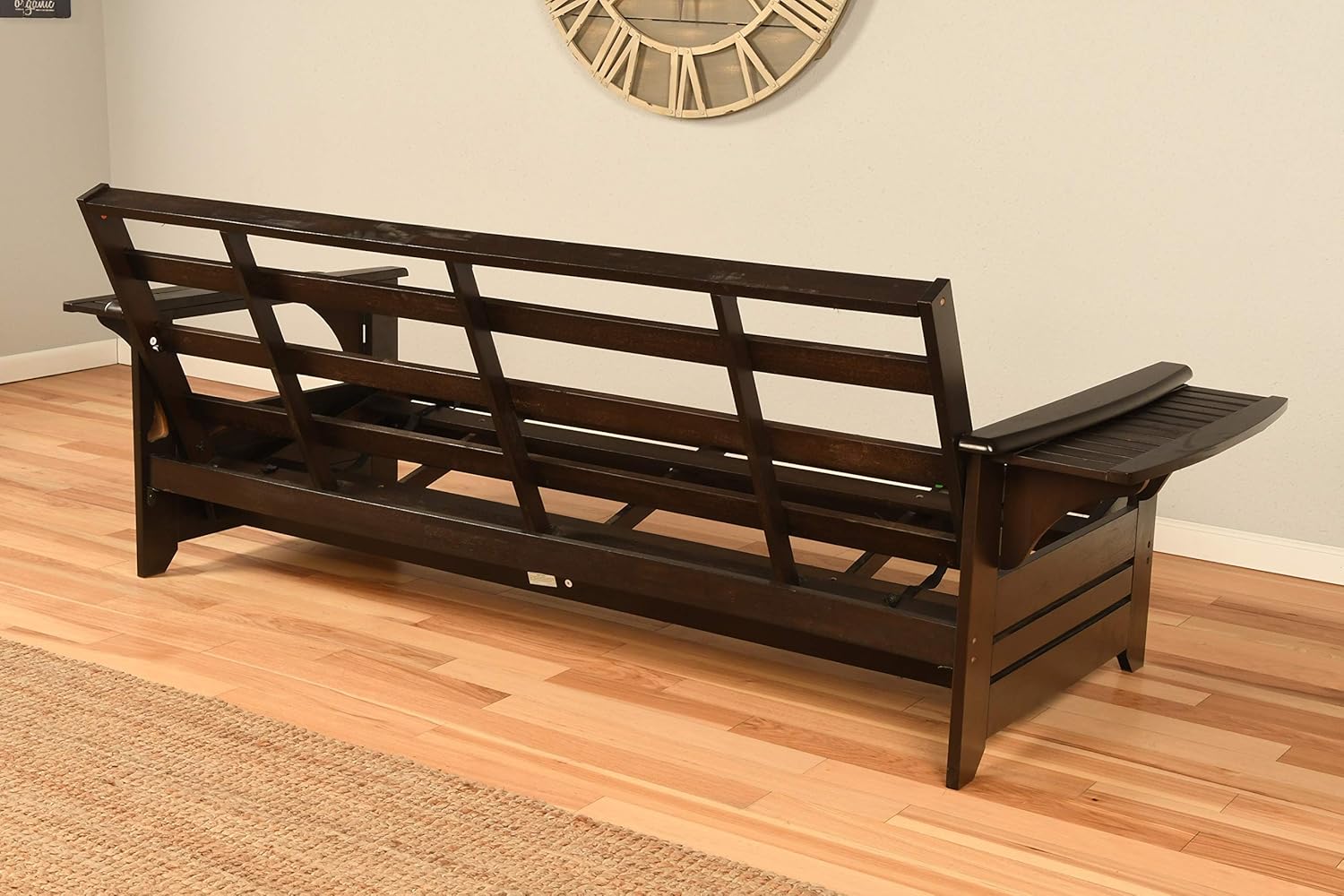 Full Size Futon in Espresso Finish, Linen Charcoal R946135