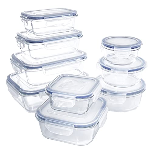 9 Pack Glass Food Storage Containers with Lids F52583