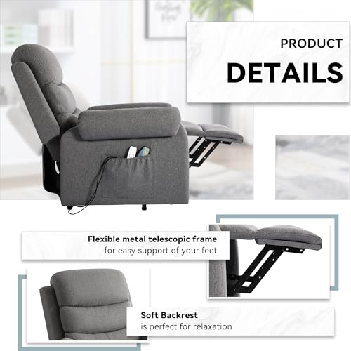 Dark Blue Power Lift Recliner Chair with Heat and Massage O264601